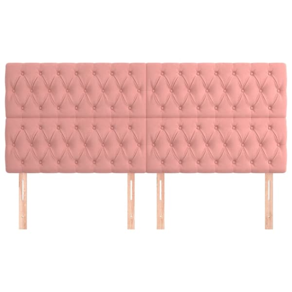 Sänggavel rosa 200x7x118/128 cm sammet