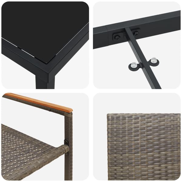 Trädgårdsmöbelset med kudde 9 pcs Grå konstrotting