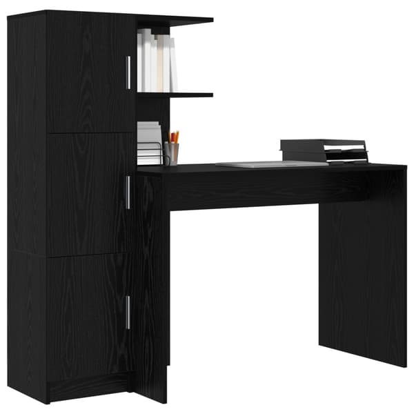 Skrivbord 2 pcs Svart Ek