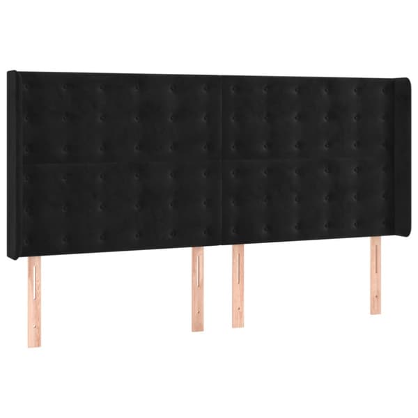 Ramsäng med madrass & LED svart 160x200 cm sammet