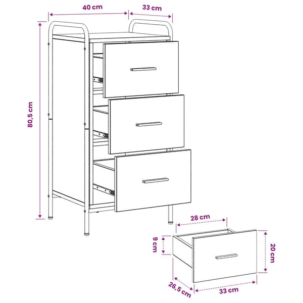 Sideboard Sonoma-ek 97 x 33 x 81 cm Konstruerat trä