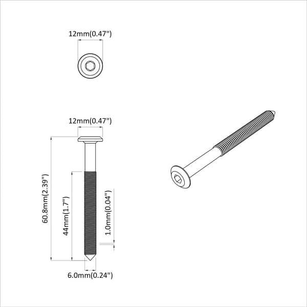 Möbelskruvar 2 pcs Silver M6 x 60 mm Stål