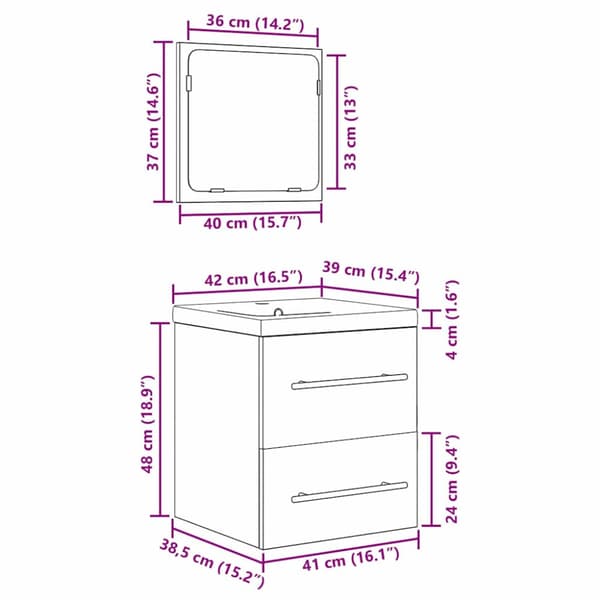 Badrumsmöbelset med låda 2 pcs Artisan Ek Konstruerat trä