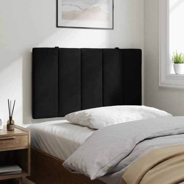 Headboard Cushion "Hanko" Black 90 cm Velvet