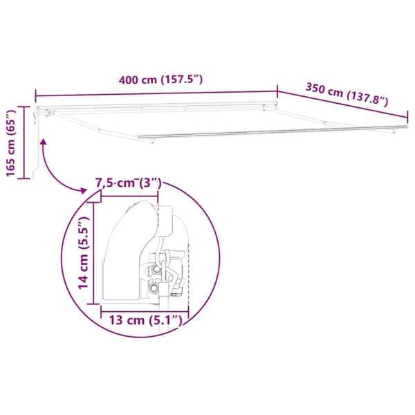 Markisram Vit 400 × 350 cm Aluminium