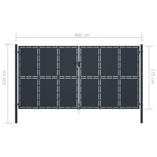Trädgårdsgrind stål 400x175 cm antracit