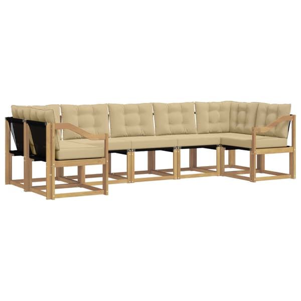 Utomhussoffset med kudde 7 pcs Vit och Beige