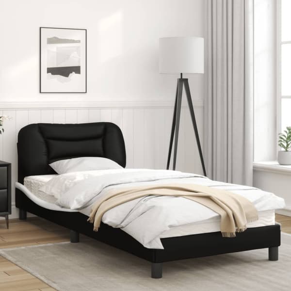 Bed Frame with LED without Mattress "Hvar" Black and White 80x200 cm