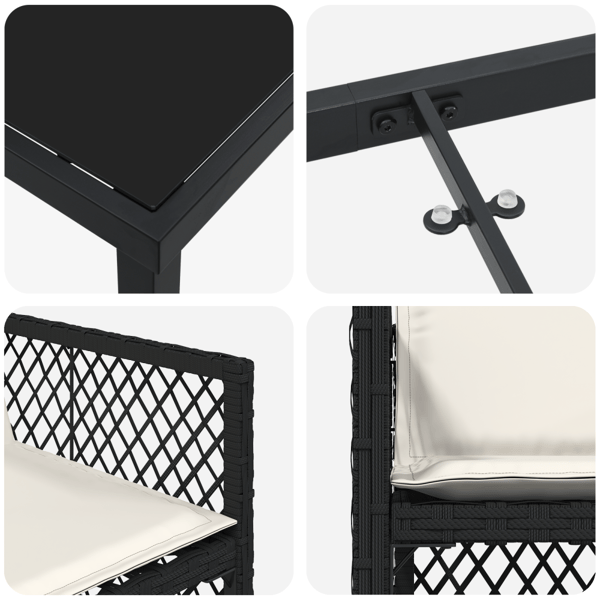 Trädgårdsmöbelset 5 pcs Svart konstrotting