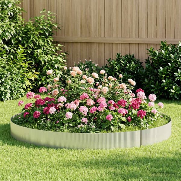 vidaxl Kant för gräsmatta 5 m x 10 cm Galvaniserat stål Silver