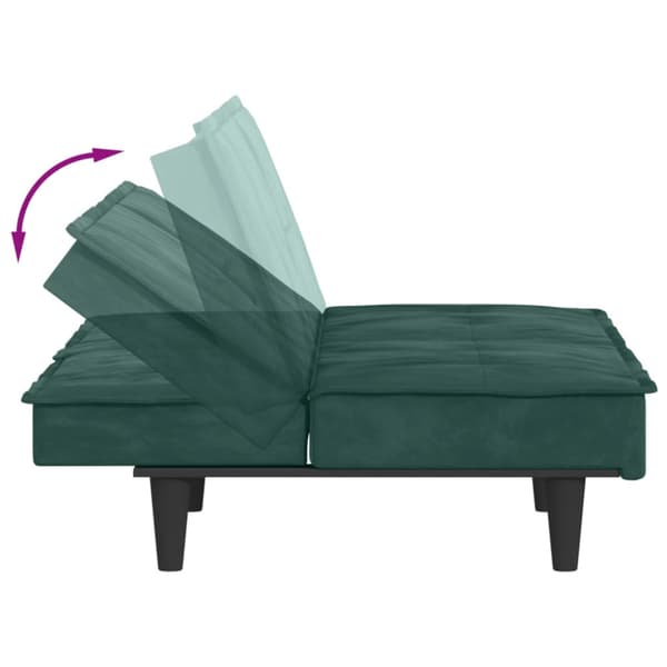 Bäddsoffa med mugghållare mörkgrå sammet