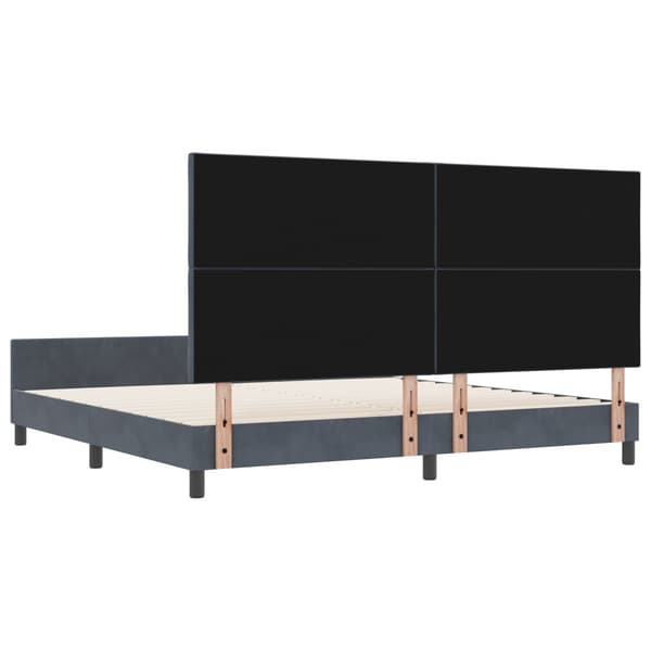 Bäddfjäder med huvudgavel Mörkgrå 200 x 200 cm Sammet