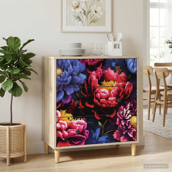 Kommode KIEL Mörk piontryck 66 x 36,5 x 75 cm Konstruerat trä
