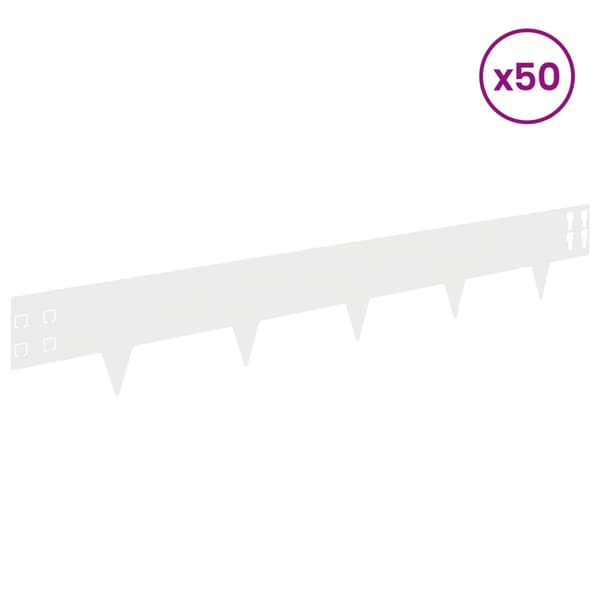 Kant för gräsmatta 50 pcs 100 x 15 cm Stål Vit