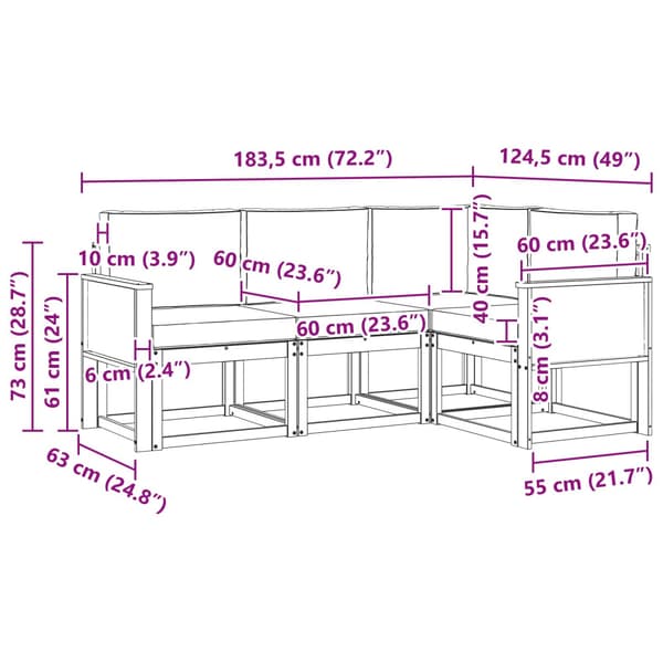 Utomhussoffset med kudde 4 pcs Naturlig och Grädde Polyester