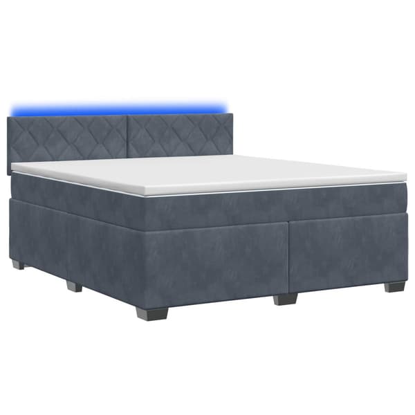 Boxspring säng med madrass och LED Mörkgrå 140 x 190 cm Sammet