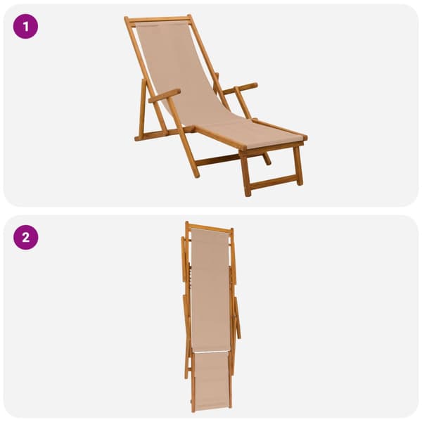 Hopfällbar solstol 3 Position Massiv Eukalyptus Trä Taupe