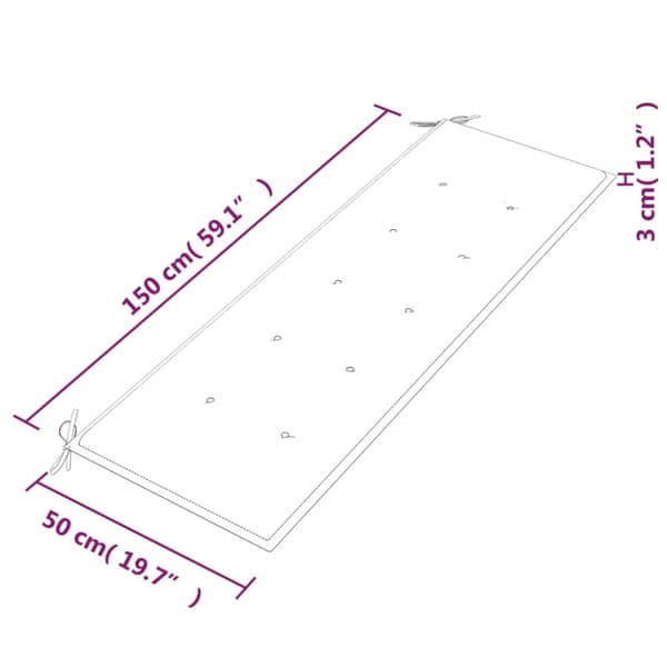 Bataviabänk med grön dyna 150 cm massiv teak