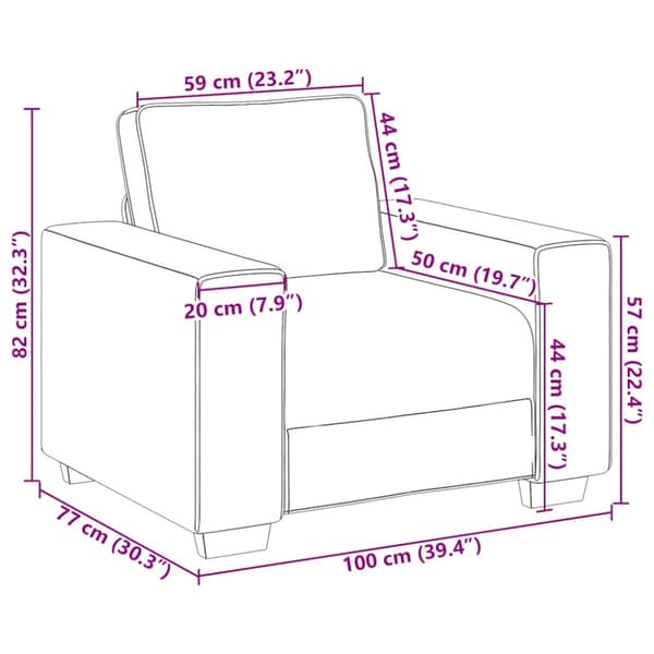 Soffstol ljusgrå 100x77x82 cm sammet