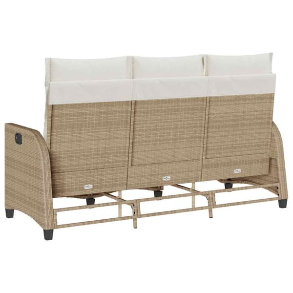 Fällbar trädgårdssoffa med dynor L-formad beige konstrotting