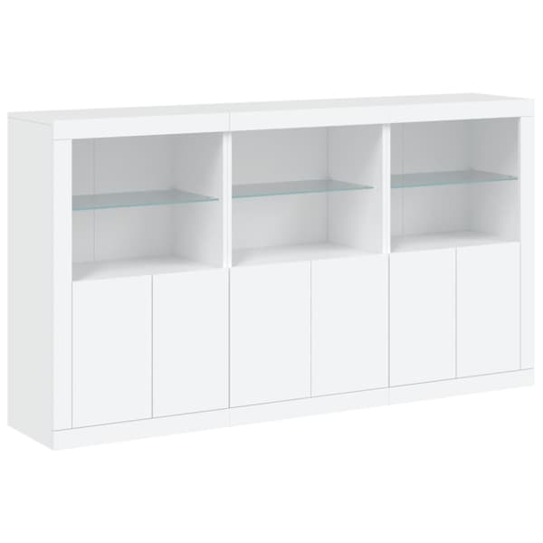 Skänk med LED-belysning vit 181,5x37x100 cm