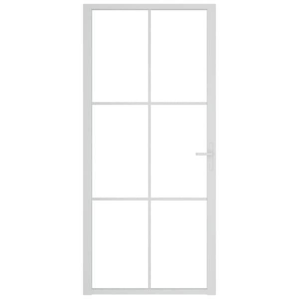 Innerdörr 93x201,5 cm vit ESG-glas och aluminium