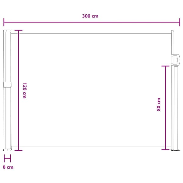Utfällbar sidomarkis Grå 300 x 117 cm Polyester
