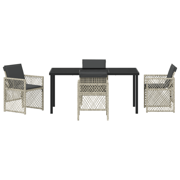 Trädgårdsmöbelset 5 pcs Ljusgrå konstrotting