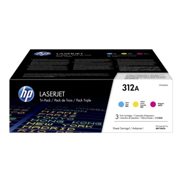 HP 312A - 3-pack - gul, cyan, magenta - original - LaserJet - tonerkassett (CF440AM)