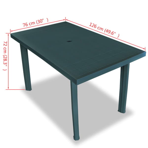 Trädgårdsbord grön 126x76x72 cm plast
