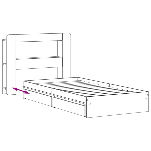 Sängram med förvaring Rökt ek 75 x 190 cm Konstruerat trä