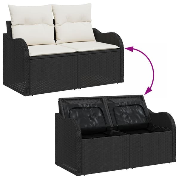 Trädgårdsoffset med kudde med lagring 4 pcs Poly rattan