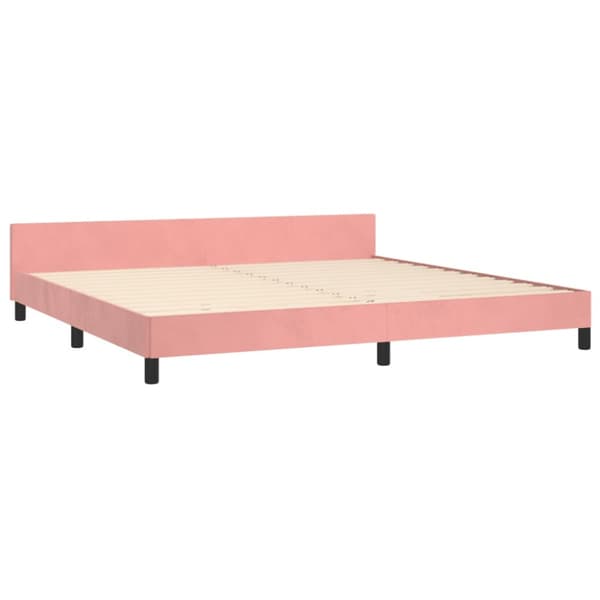 Sängram med huvudgavel rosa 200x200 cm sammet