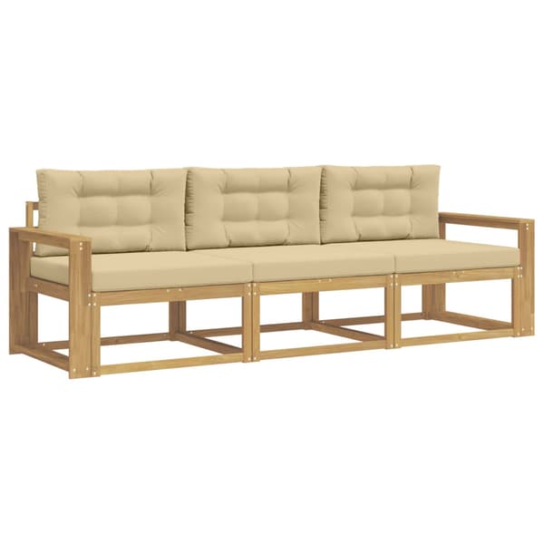 Utomhussoffset med kudde 3 pcs Vit och Beige Polyester