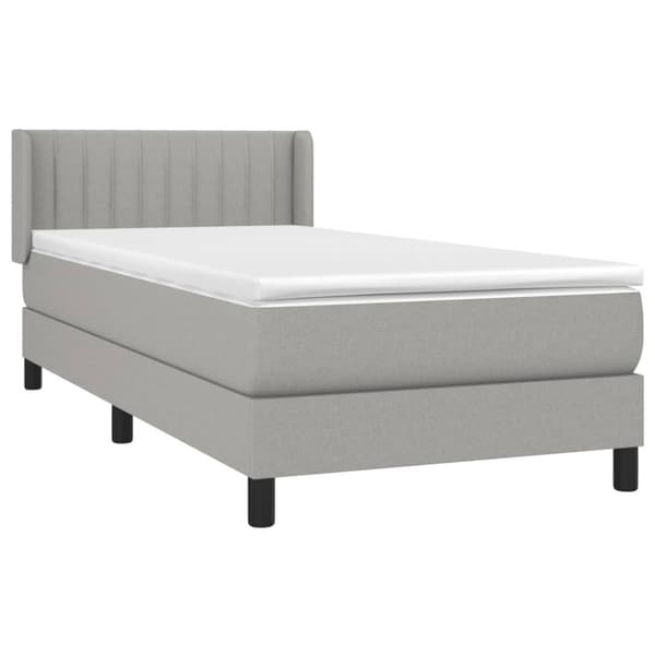 Ramsäng med madrass ljusgrå 100x200 cm tyg