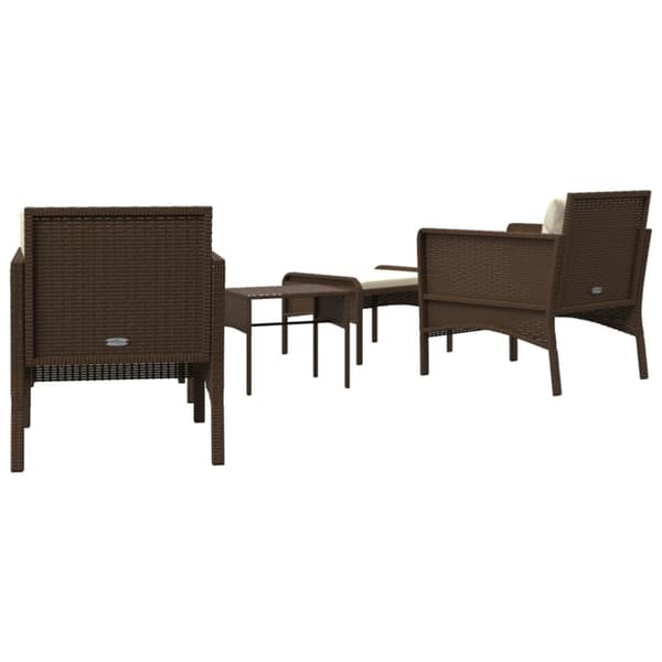 Loungegrupp med dynor 5 delar brun konstrotting