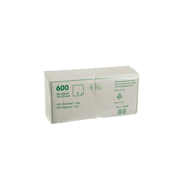 Servett 1-lags 33x33cm vit 600/fp