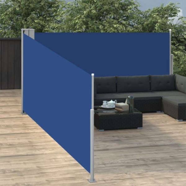 Infällbar sidomarkis blå 100x1000 cm