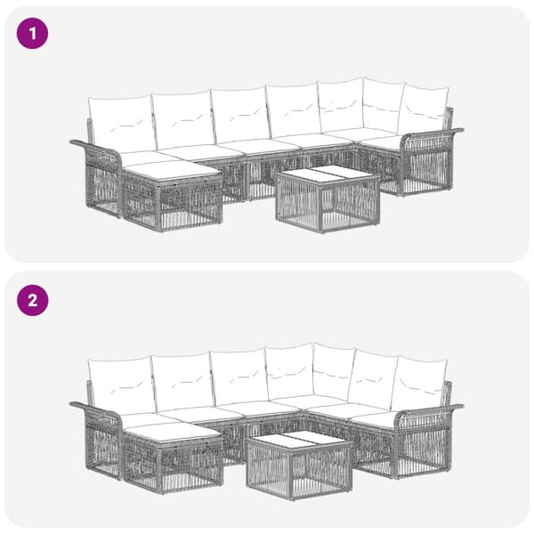 Trädgårdsoffset 8 pcs Svart konstrotting