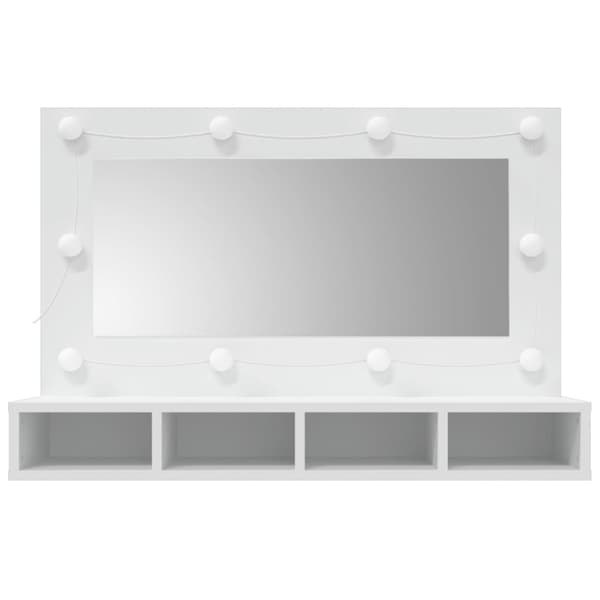 Spegelskåp med LED vit 90x31,5x62 cm
