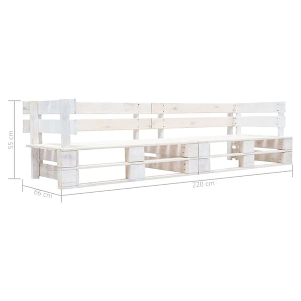 Pallsoffa 2-sits vit trä