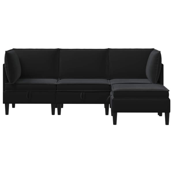 Möbelset för vardagsrummet med kudde 4 pcs Svart Sammet