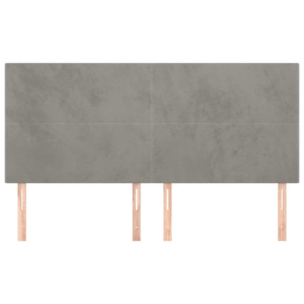 Sänggavel ljusgrå 180x5x118/128 cm sammet