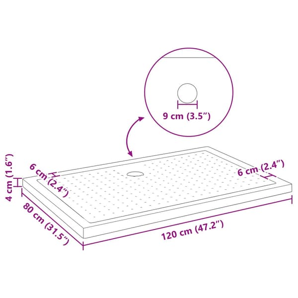 Duschbas Tray med Prickar Svart 120 x 80 x 4 cm ABS
