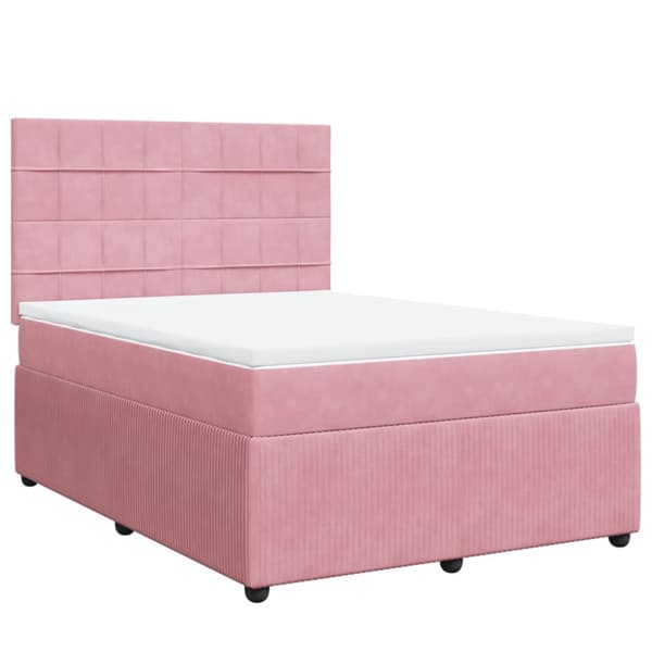 Ramsäng med madrass rosa 140x200 cm sammet