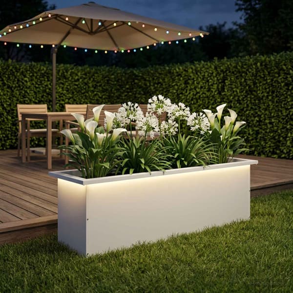 Odlingslåda med LED Vit 30 x 100 x 30 cm Stål