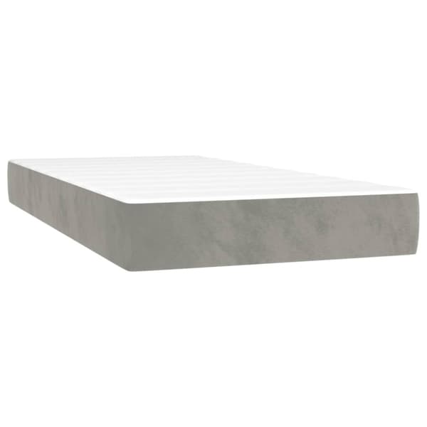Ramsäng med madrass ljusgrå 100x200 cm sammet