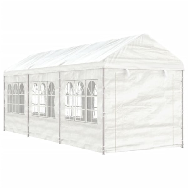 Paviljong med tak vit 6,69x2,28x2,69 m polyeten