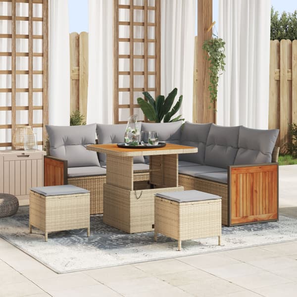 Trädgårdsoffset 9 st 6-Antal sittplatser Beige och Ljusgrå