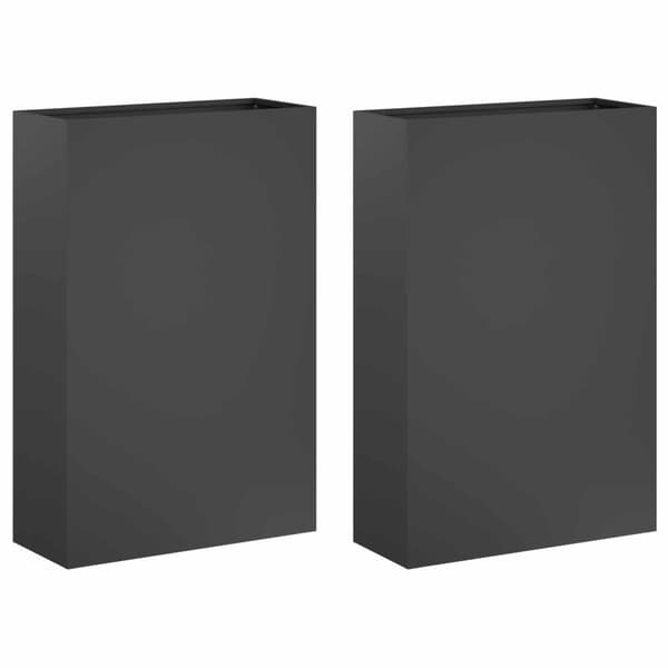 Trädgårdsplanterare 2 st Antracit 40 x 20 x 75 cm